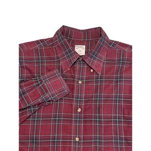 Mens BROOKS BROTHERS Red Blue Plaid Long Sleeve‎ Button Down shirt sz Large